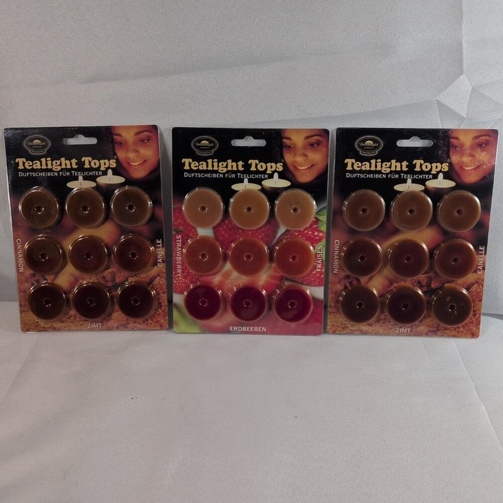 Dreamlight Tealight Tops Candle Toppers 3 Set Vintage NEW Cinnamon Strawberry